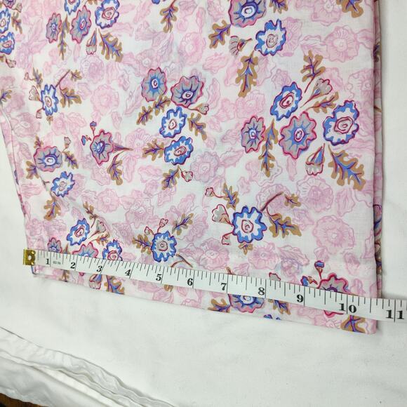 Caron Callahan Goa Pink Coral Floral Sleeveless Cotton Jumpsuit Large Cottage - Picture 15 of 16